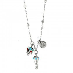 Ich liebe Capri-Halskette aus Metall mit Glocke und Horn 00649