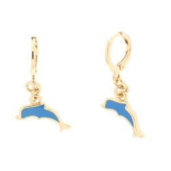 Boucles d'oreilles I love Capri avec pendentif dauphin 00663