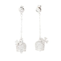 Ich liebe Capri-Ohrringe in Silber mit Glöckchen und vierblättrigem Kleeblatt 00665