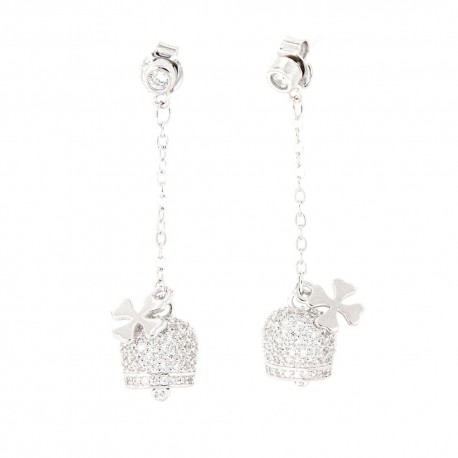 I love Capri earrings in silver with bells and four-leaf clover 00665