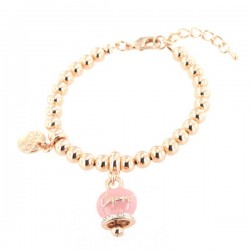 Bracelet I love Capri avec grelot émaillé rose 00679