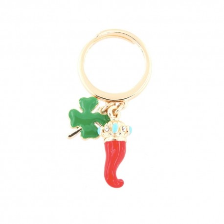 I love Capri ring in metal with horn and four-leaf clover 00682