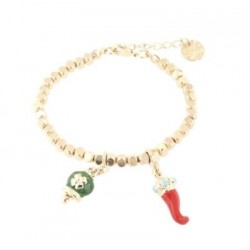 Bracelet I love Capri avec sphères avec corne et grelot 00684
