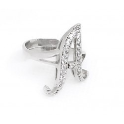 Ring in silver 925 and zircons white customizable with any letter adjustable