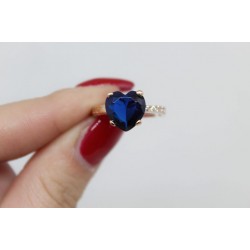 Anello rosato con cuore in argento 925 pietra blu