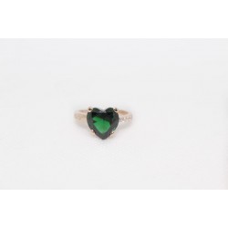 Anello rosato in argento 925 con cuore pietra verde e zirconi