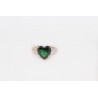 Bague rosato 925 argent avec le coeur vert de la pierre et zircons