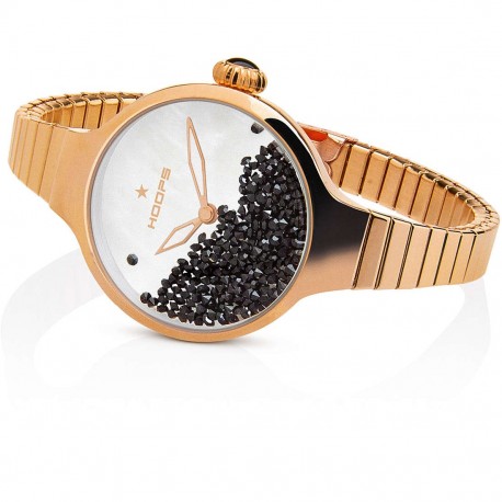HOOPS NOUVEAU CHERIE 2612L-RG01 Women's Watch, Rose Gold-Tone Steel, Black Rubber Band