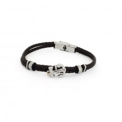 bracelet des hommes bracelet en caoutchouc noir avec la encore et fermoir en acier inoxydable