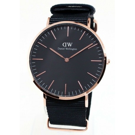 DANIEL WELLINGTON WATCH Black Cornwall Rosè Tissu noir DW00100148