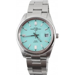 Montre MM Primo Emporio 21-68 avec sous-date, couleur bleu ciel 1018T